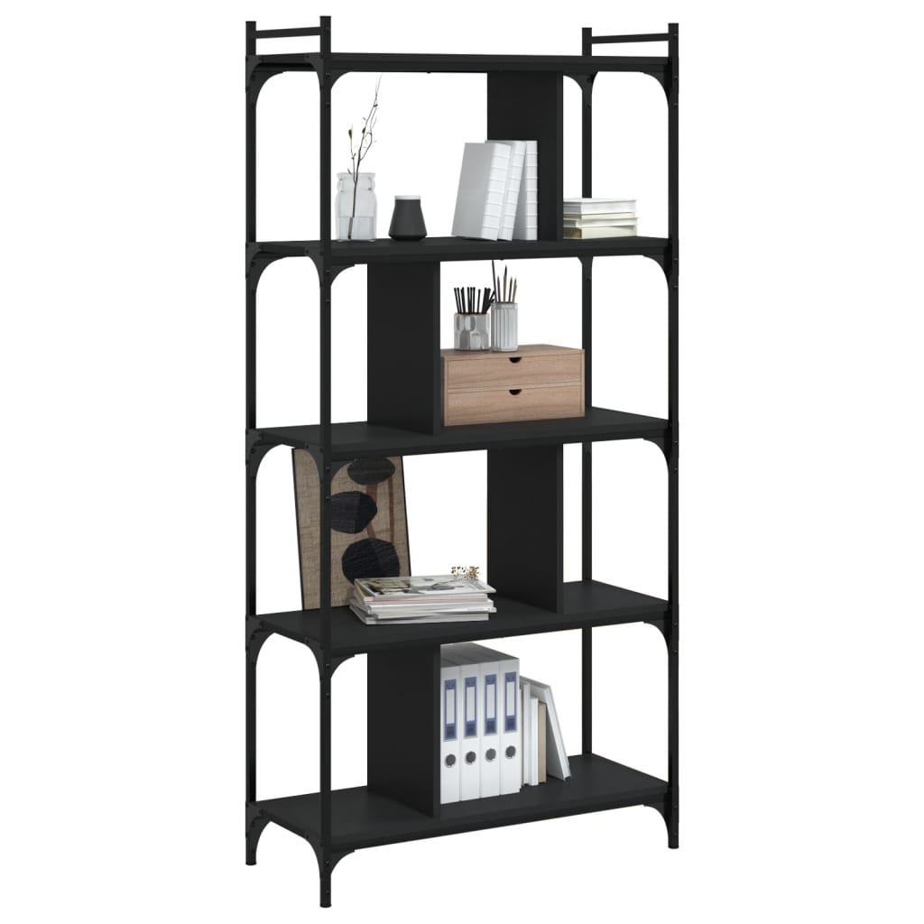 vidaXL Bookcase 5-Tier Black 76x32x158 cm Engineered Wood