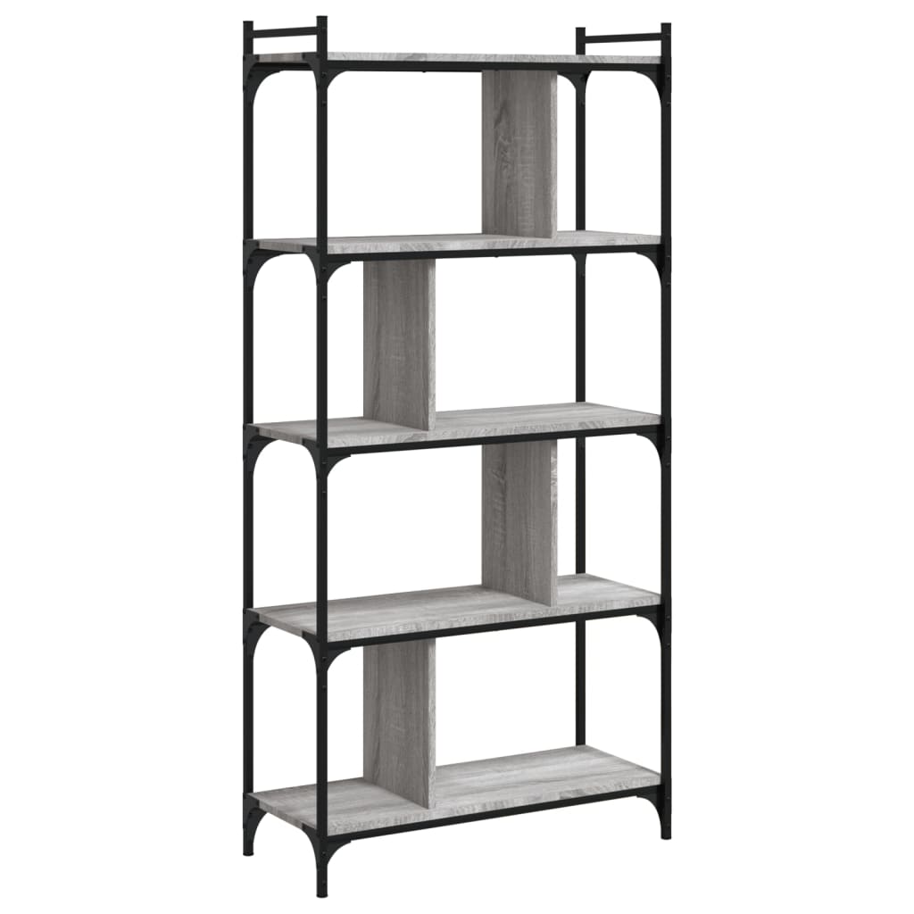 vidaXL Bookcase 5-Tier Grey Sonoma 76x32x158 cm Engineered Wood