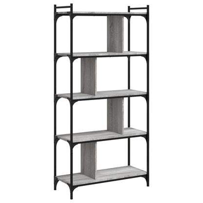 vidaXL Bookcase 5-Tier Grey Sonoma 76x32x158 cm Engineered Wood