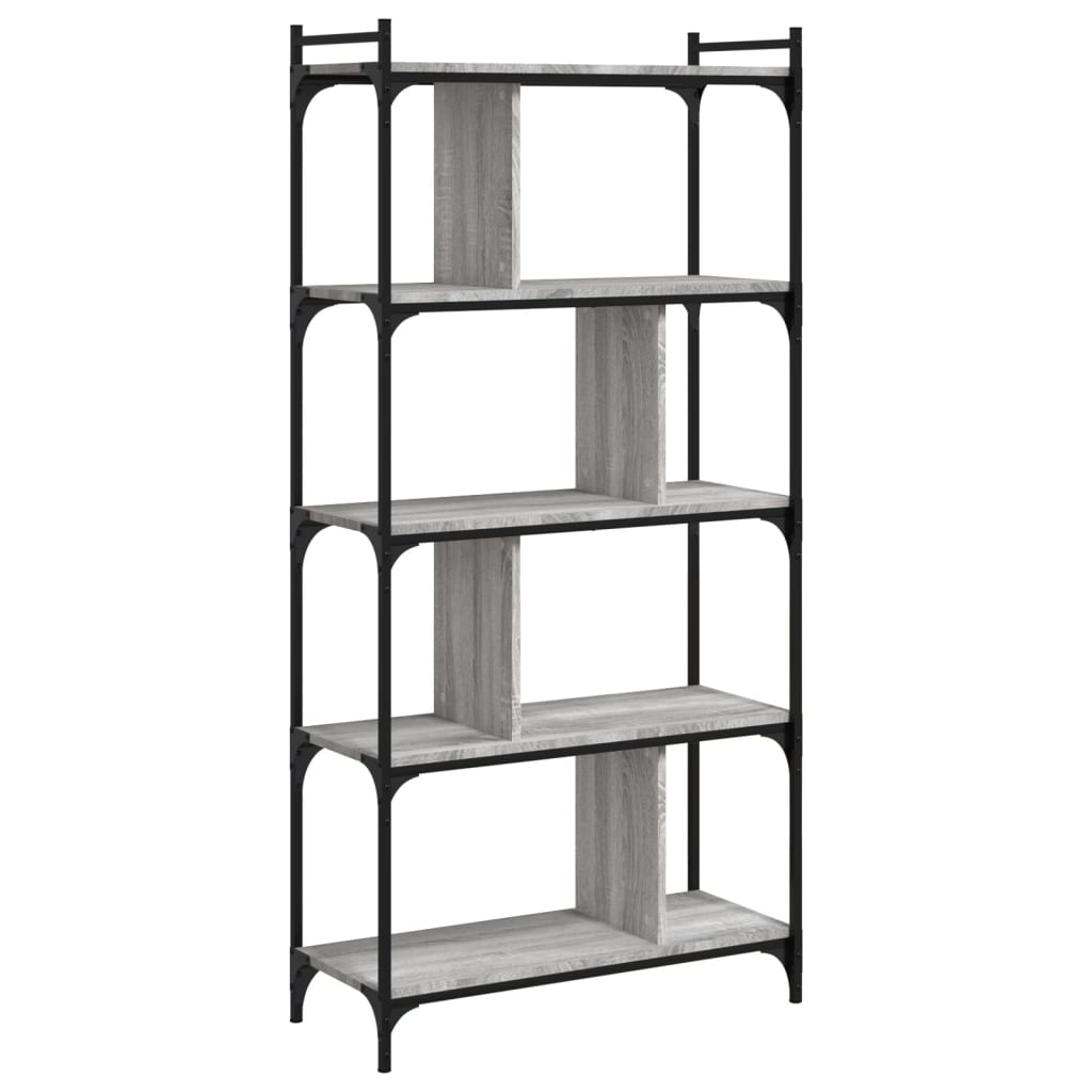 vidaXL Bookcase 5-Tier Grey Sonoma 76x32x158 cm Engineered Wood