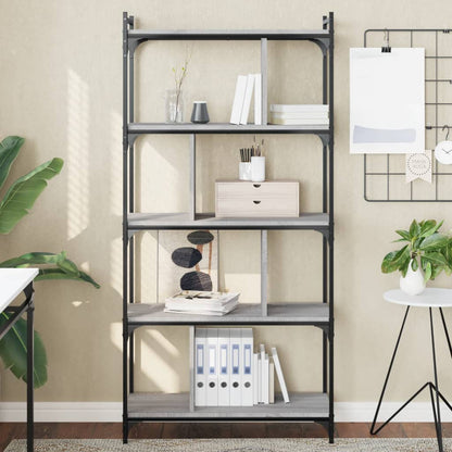 vidaXL Bookcase 5-Tier Grey Sonoma 76x32x158 cm Engineered Wood