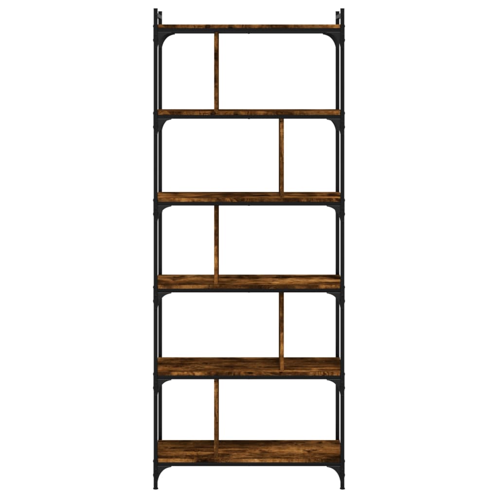 vidaXL Bookcase 6-Tier Smoked Oak 76x32x192 cm Engineered Wood