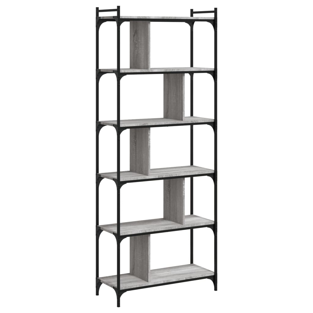 vidaXL Bookcase 6-Tier Grey Sonoma 76x32x192 cm Engineered Wood