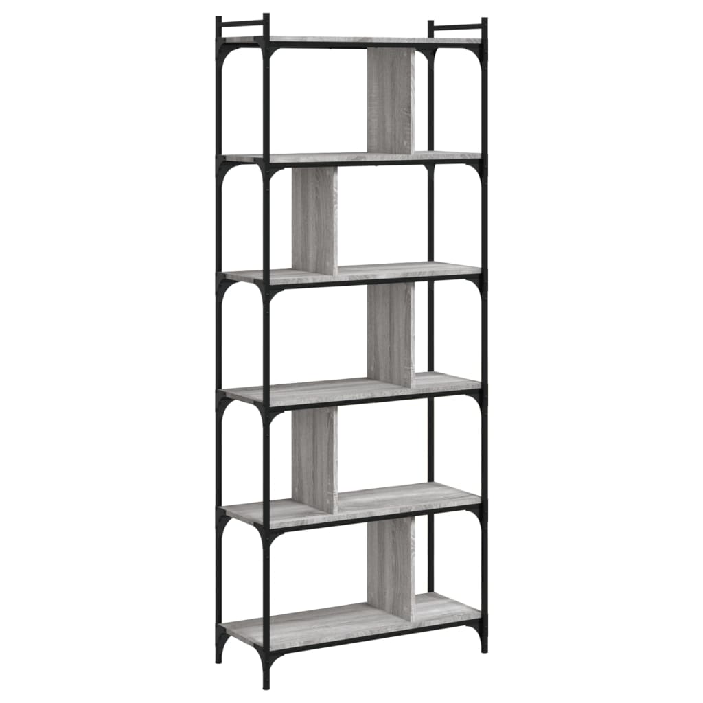 vidaXL Bookcase 6-Tier Grey Sonoma 76x32x192 cm Engineered Wood
