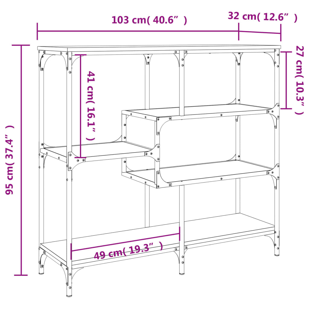 vidaXL Console Table Black 103x32x95 cm Engineered Wood