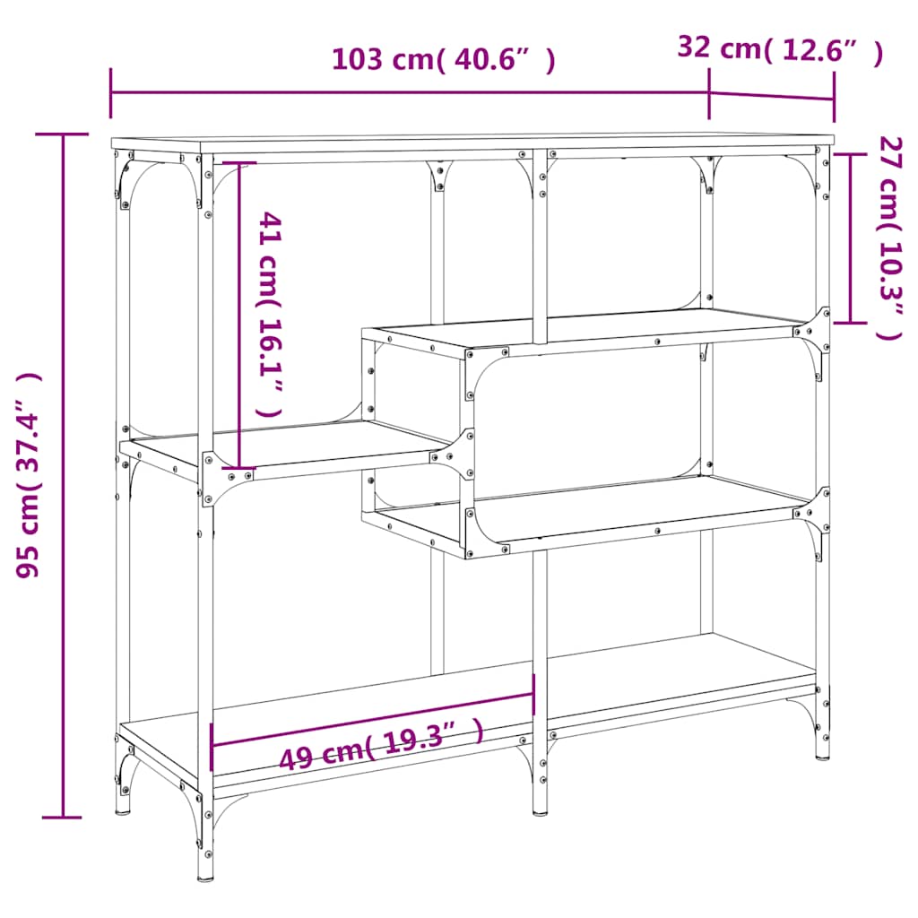 vidaXL Console Table Brown Oak 103x32x95 cm Engineered Wood