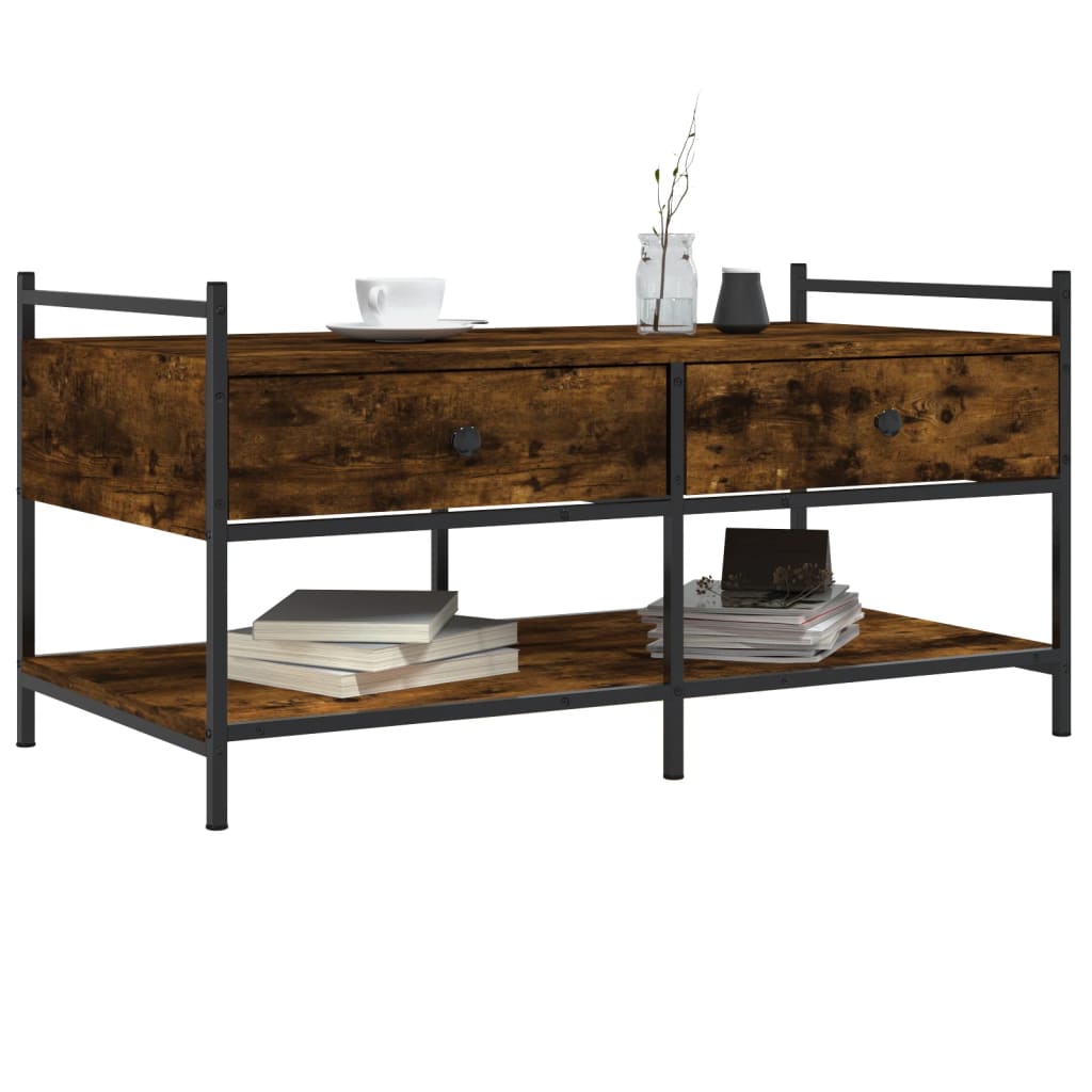 vidaXL Coffee Table Smoked Oak 99x50x50 cm Engineered Wood