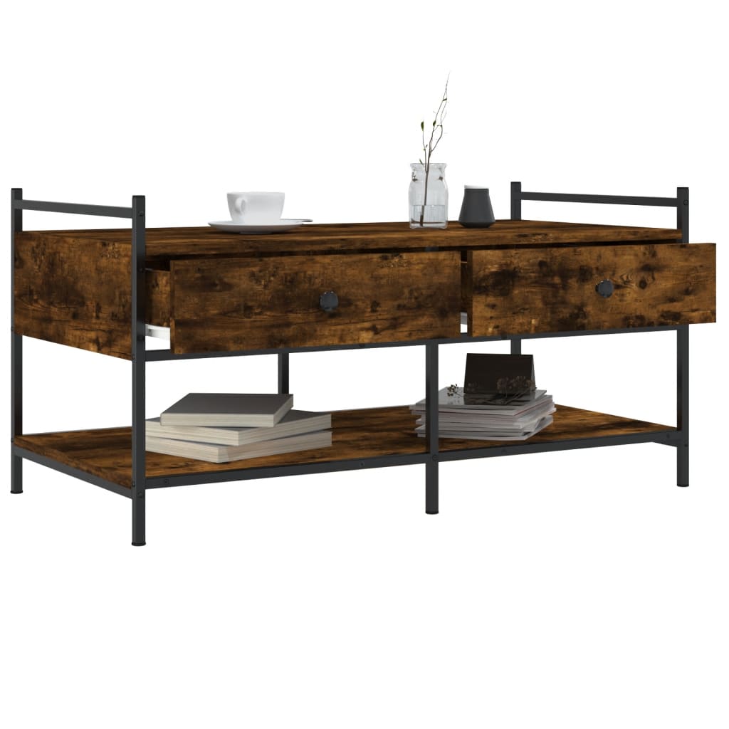 vidaXL Coffee Table Smoked Oak 99x50x50 cm Engineered Wood
