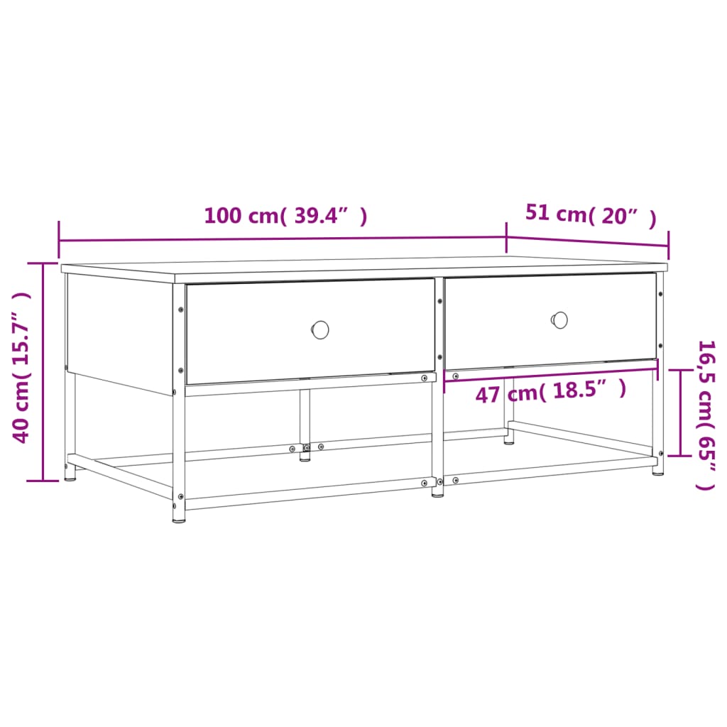 vidaXL Coffee Table Brown Oak 100x51x40 cm Engineered Wood