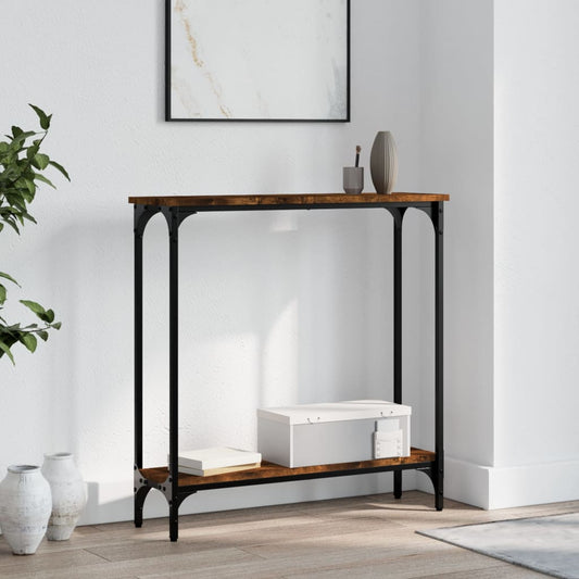 vidaXL Console Table Smoked Oak 75x22,5x75 cm Engineered Wood