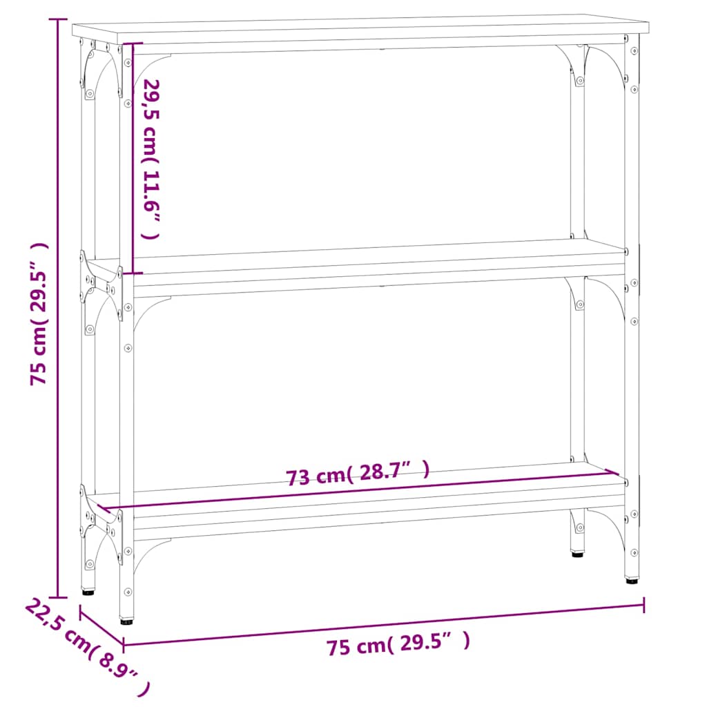 vidaXL Console Table Black 75x22,5x75 cm Engineered Wood