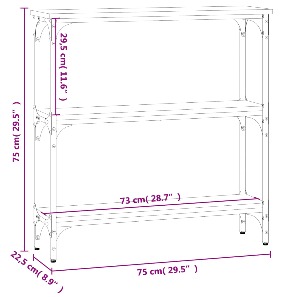 vidaXL Console Table Sonoma Oak 75x22,5x75 cm Engineered Wood