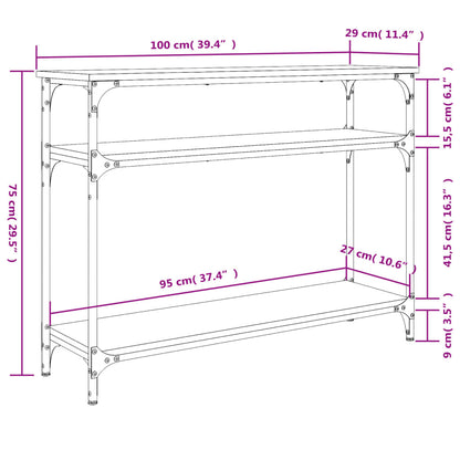 vidaXL Console Table Brown Oak 100x29x75 cm Engineered Wood