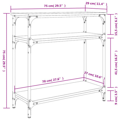 vidaXL Console Table Sonoma Oak 75x29x75 cm Engineered Wood
