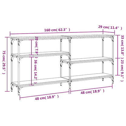 vidaXL Console Table Grey Sonoma 160x29x75 cm Engineered Wood