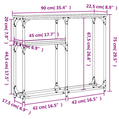 vidaXL Console Table Smoked Oak 90x22,5x75 cm Engineered Wood