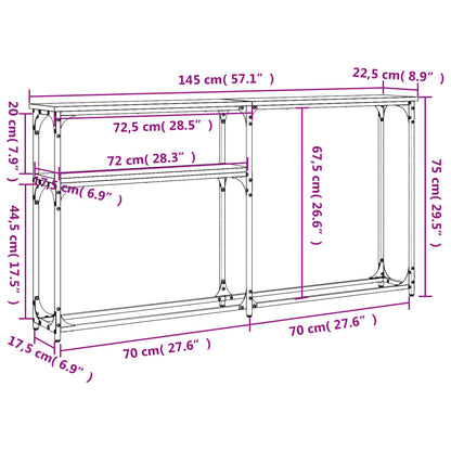 vidaXL Console Table Smoked Oak 145x22,5x75 cm Engineered Wood