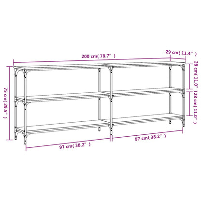 vidaXL Console Table Grey Sonoma 200x29x75 cm Engineered Wood