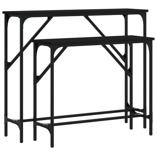 vidaXL Console Tables 2 pcs Black Engineered Wood