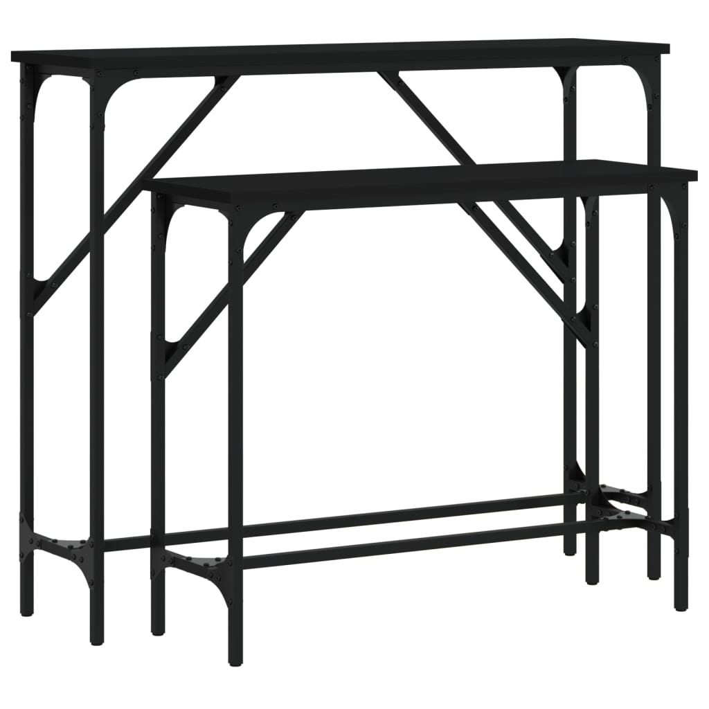 vidaXL Console Tables 2 pcs Black Engineered Wood