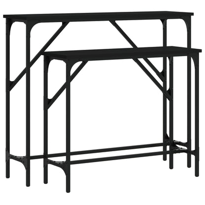 vidaXL Console Tables 2 pcs Black Engineered Wood