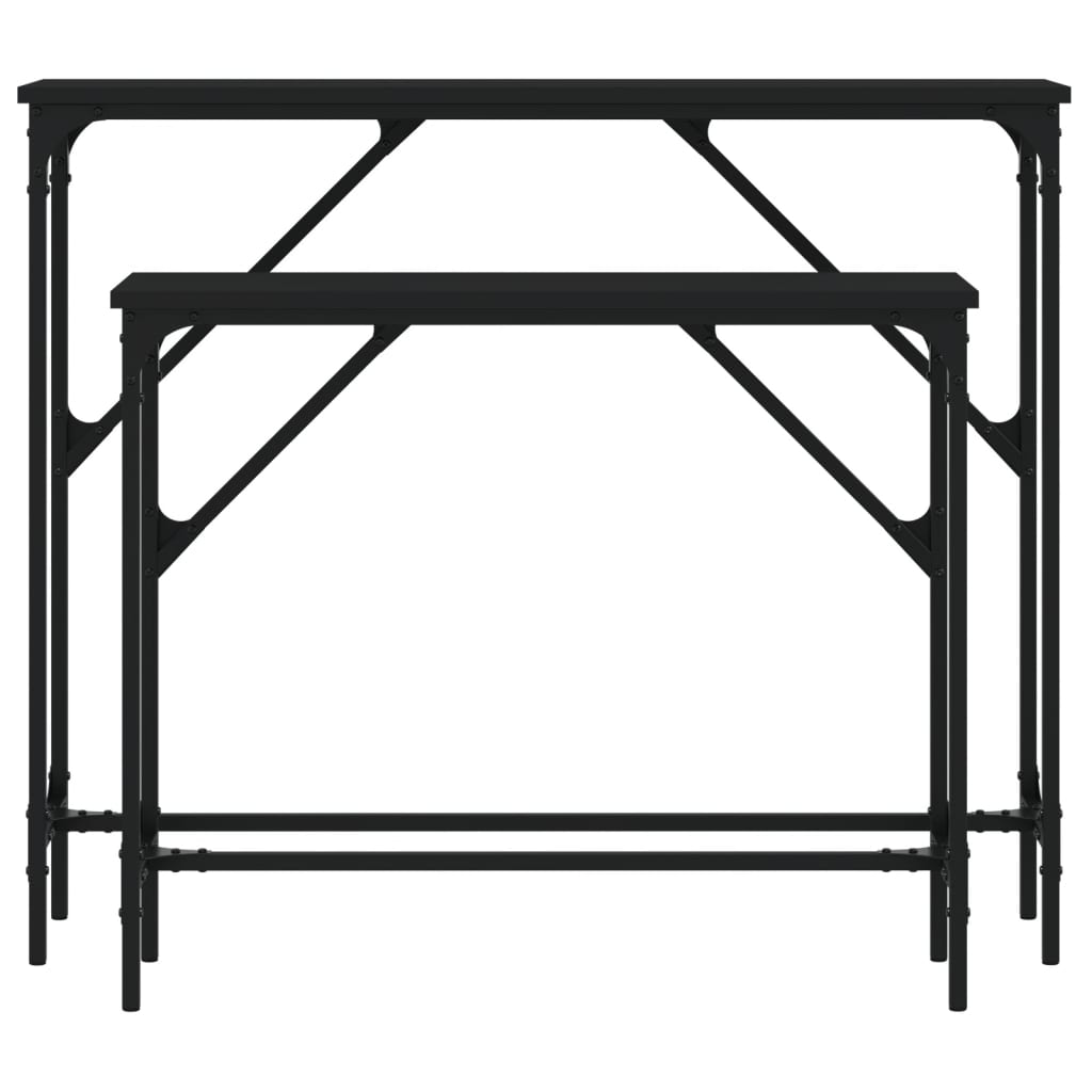 vidaXL Console Tables 2 pcs Black Engineered Wood