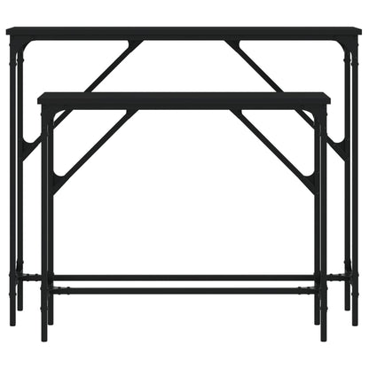 vidaXL Console Tables 2 pcs Black Engineered Wood