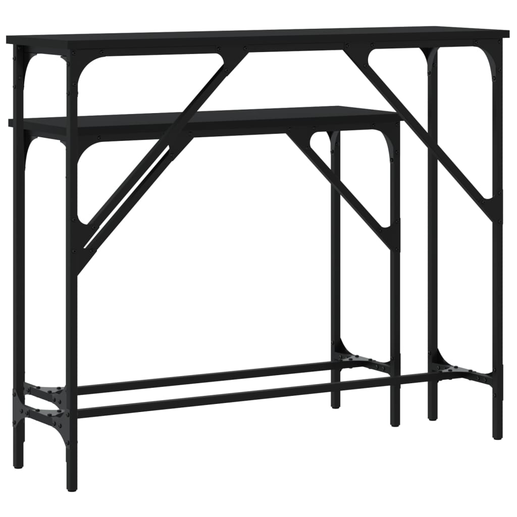 vidaXL Console Tables 2 pcs Black Engineered Wood