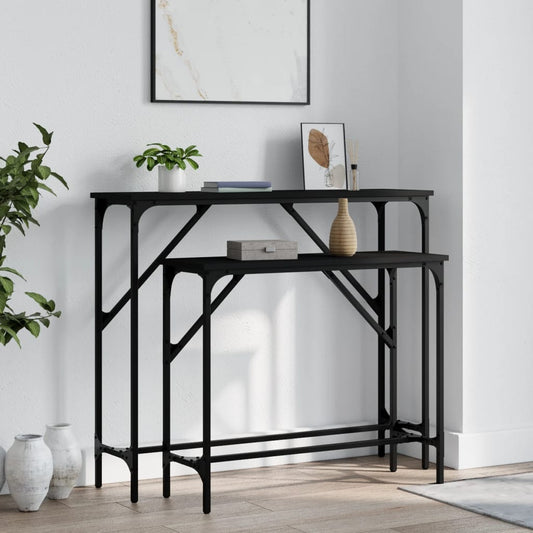 vidaXL Console Tables 2 pcs Black Engineered Wood