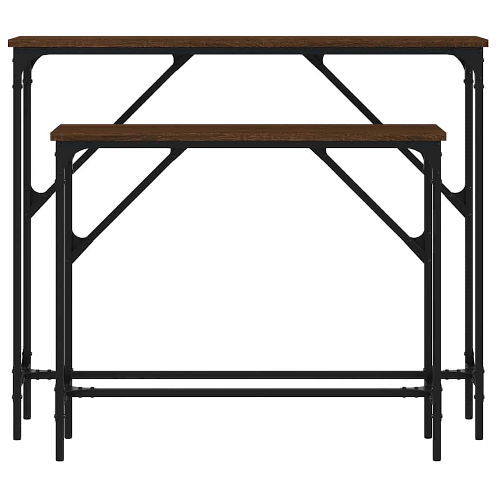 vidaXL Console Tables 2 pcs Brown Oak Engineered Wood