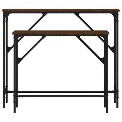 vidaXL Console Tables 2 pcs Brown Oak Engineered Wood