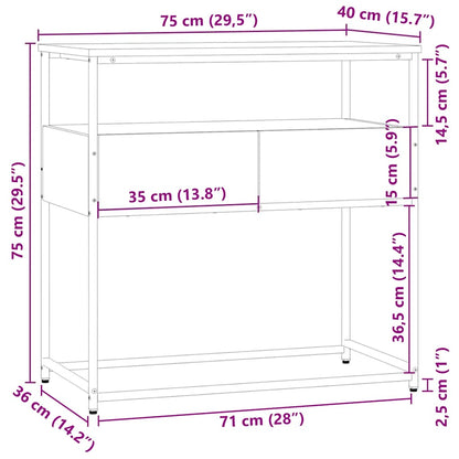 vidaXL Console Table Smoked Oak 75x40x75 cm Engineered Wood