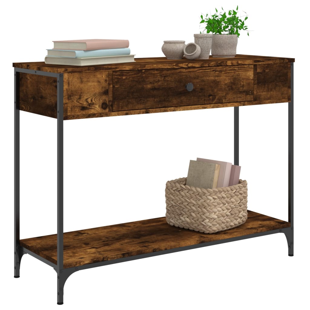 vidaXL Console Table Smoked Oak 100x34,5x75 cm Engineered Wood
