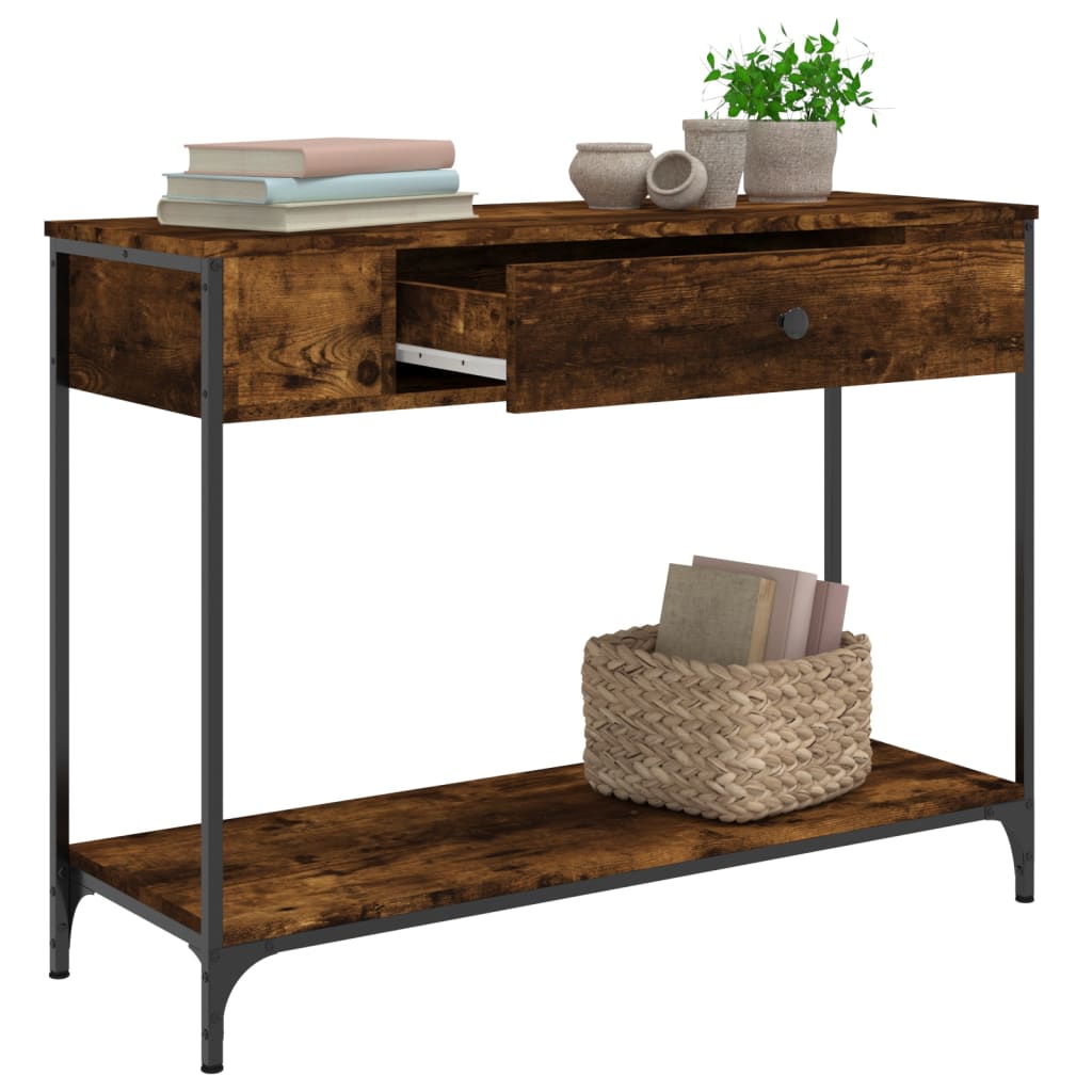 vidaXL Console Table Smoked Oak 100x34,5x75 cm Engineered Wood