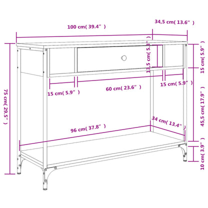 vidaXL Console Table Smoked Oak 100x34.5x75 cm Engineered Wood