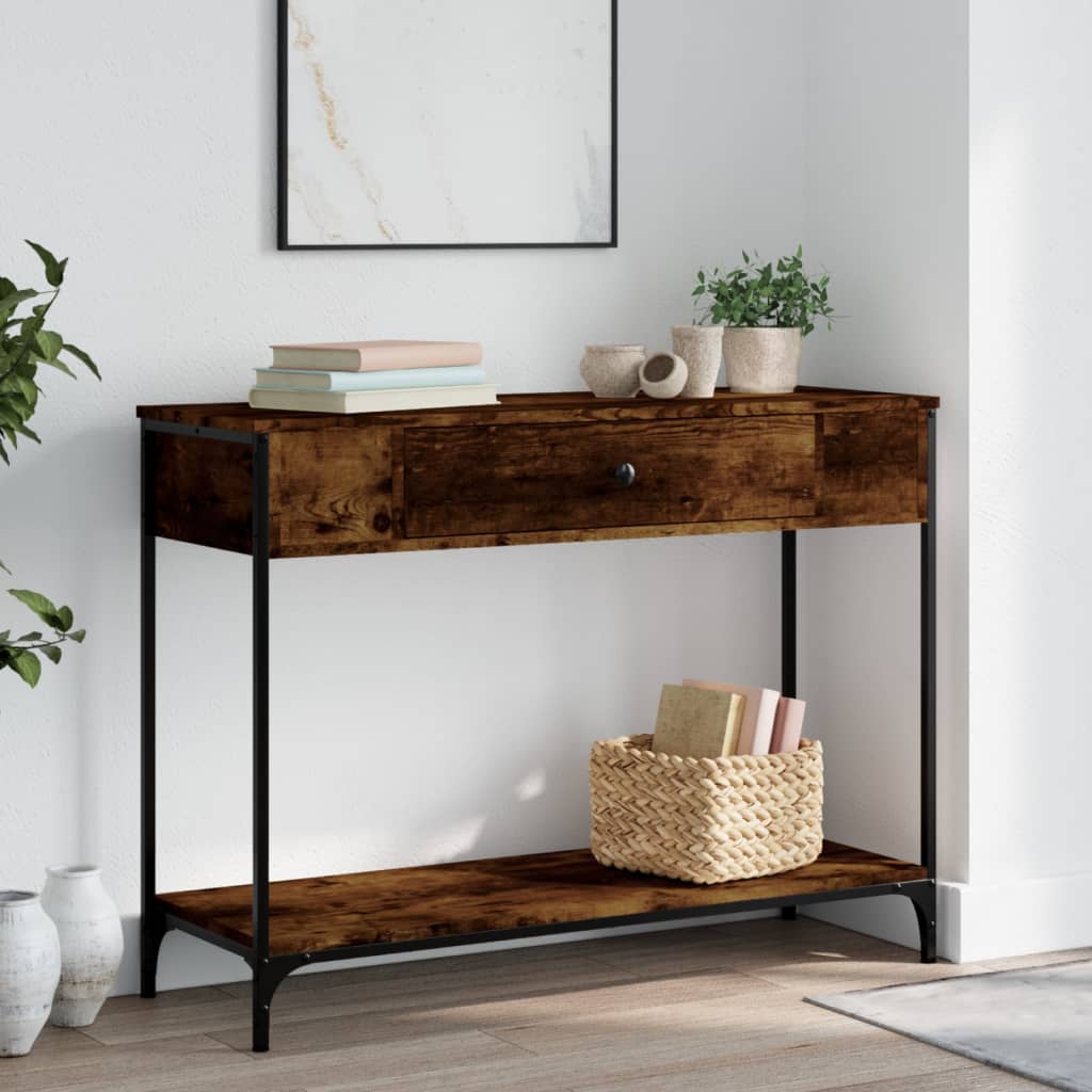 vidaXL Console Table Smoked Oak 100x34,5x75 cm Engineered Wood