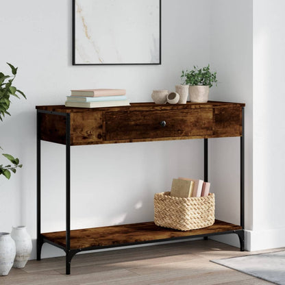 vidaXL Console Table Smoked Oak 100x34,5x75 cm Engineered Wood