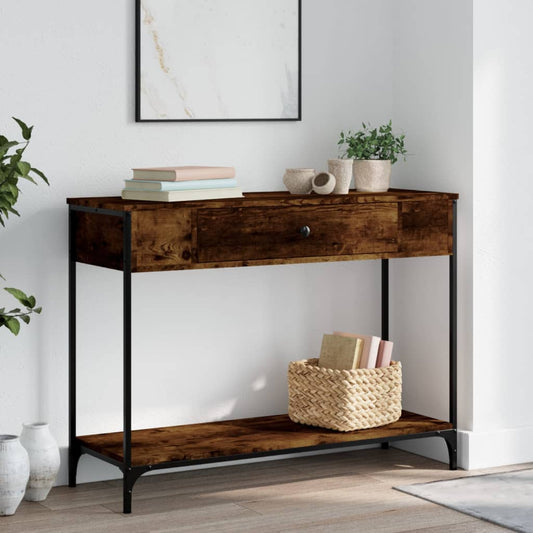 vidaXL Console Table Smoked Oak 100x34,5x75 cm Engineered Wood