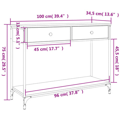 vidaXL Console Table Sonoma Oak 100x34.5x75 cm Engineered Wood