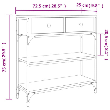 vidaXL Console Table Sonoma Oak 72.5x25x75 cm Engineered Wood