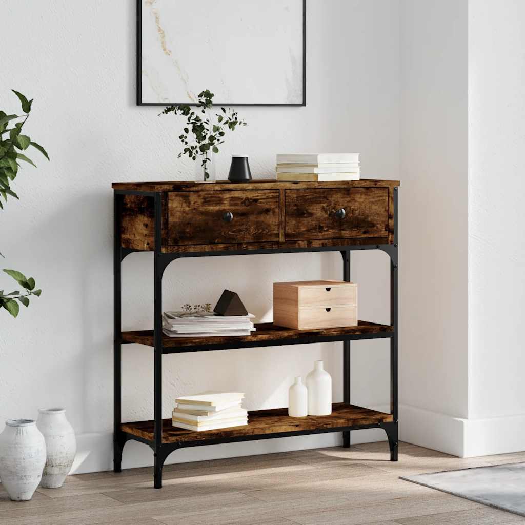 vidaXL Console Table Smoked Oak 72,5x25x75 cm Engineered Wood