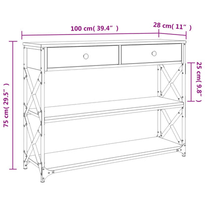 vidaXL Console Table | Grey Sonoma | Engineered wood | 100x28x75 cm