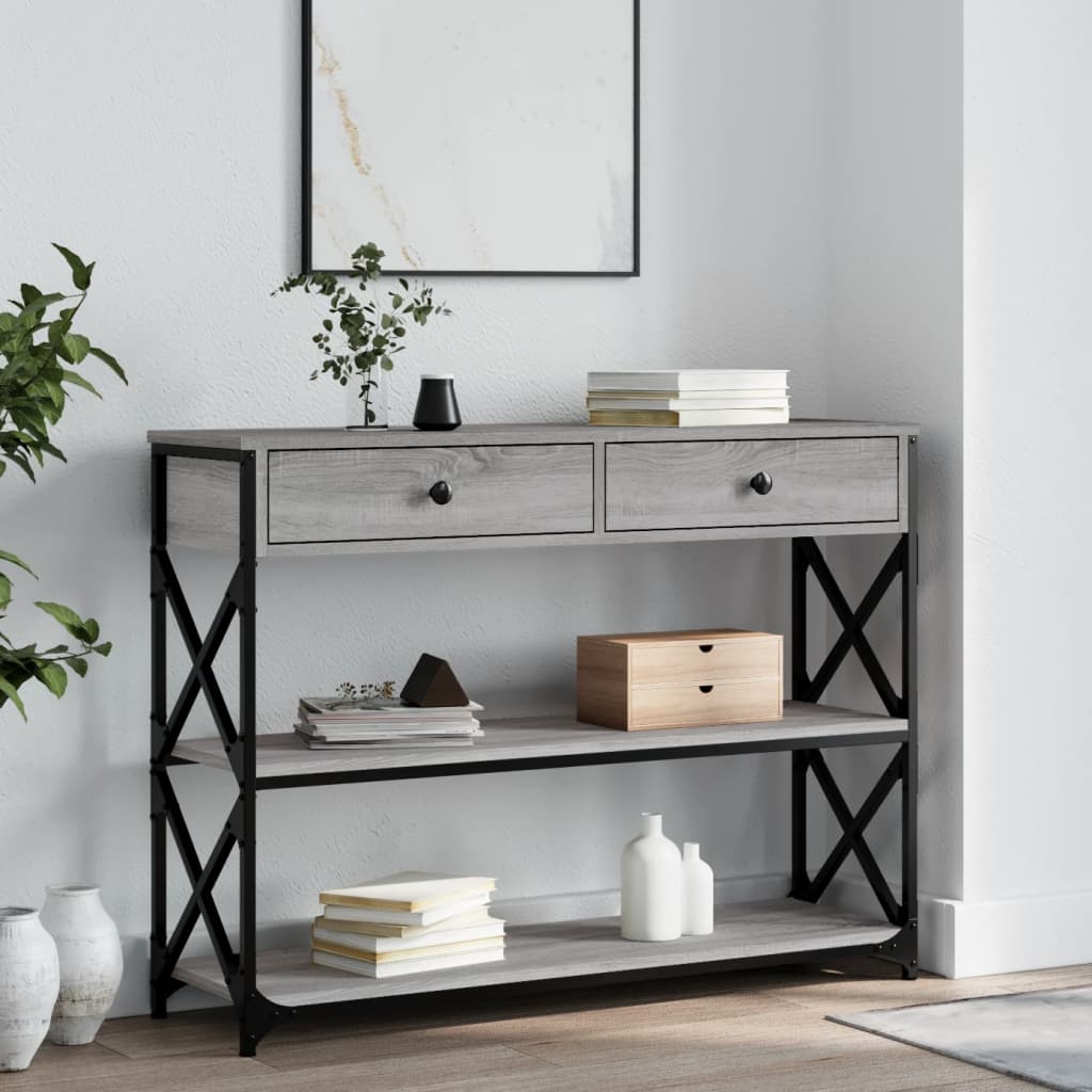 vidaXL Console Table | Grey Sonoma | Engineered wood | 100x28x75 cm