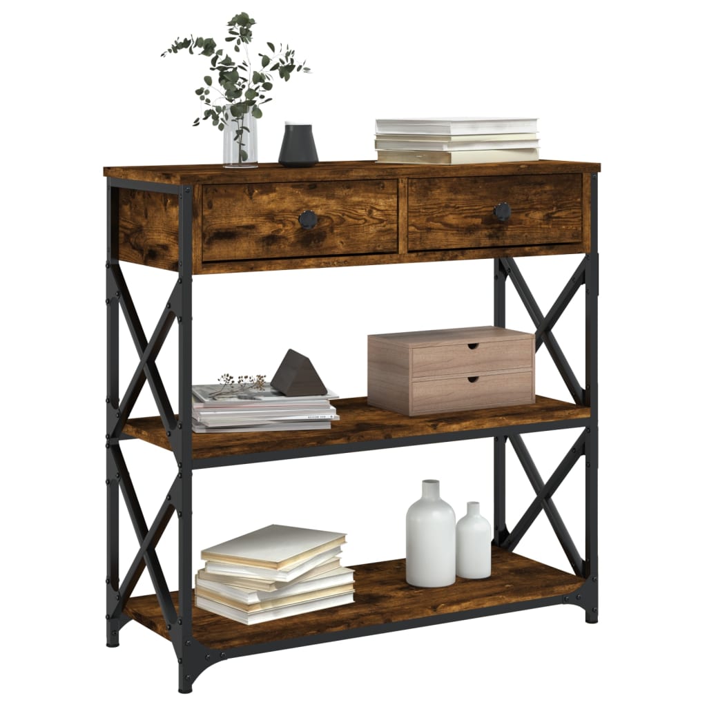 vidaXL Console Table Smoked Oak 75x28x75 cm Engineered Wood