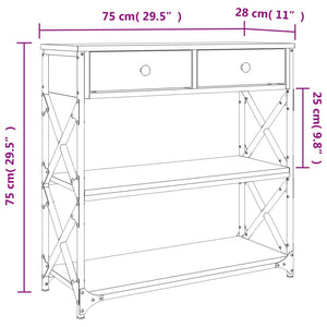 vidaXL Console Table Grey Sonoma 75x28x75 cm Engineered Wood