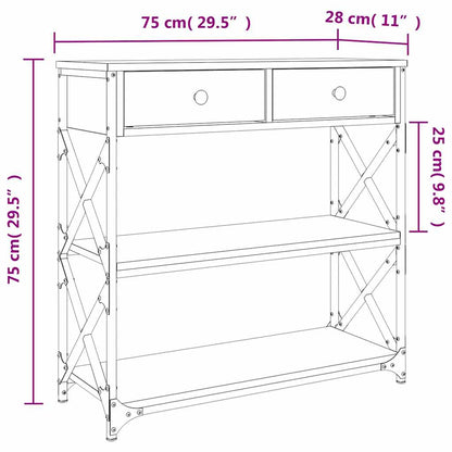 vidaXL Console Table Grey Sonoma 75x28x75 cm Engineered Wood