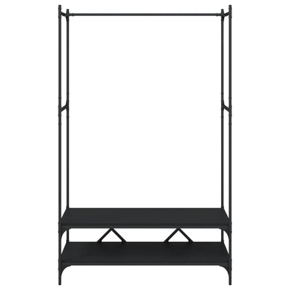 vidaXL Clothes Rack with Shelves Black Engineered Wood