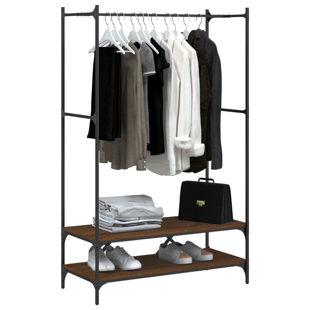 vidaXL Clothes Rack with Shelves Brown Oak Engineered Wood