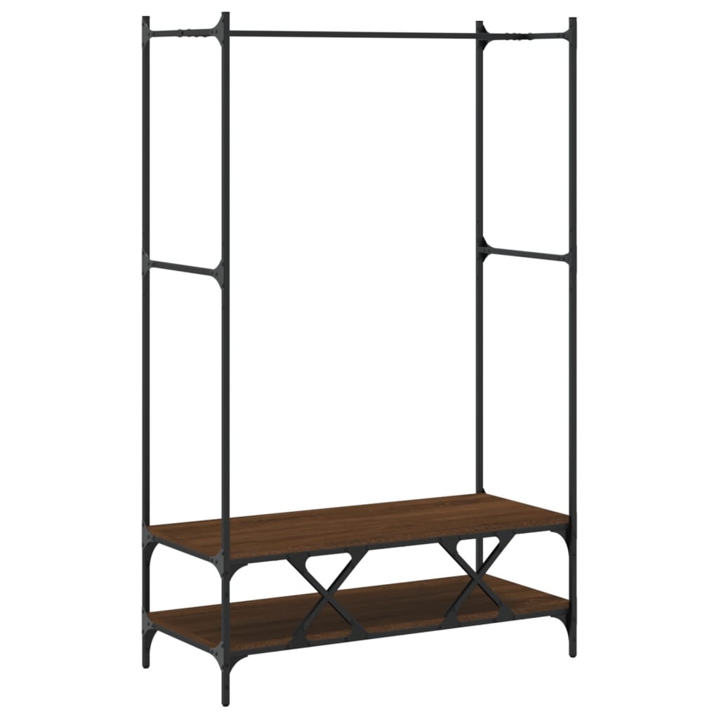 vidaXL Clothes Rack with Shelves Brown Oak Engineered Wood
