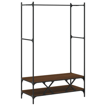 vidaXL Clothes Rack with Shelves Brown Oak Engineered Wood